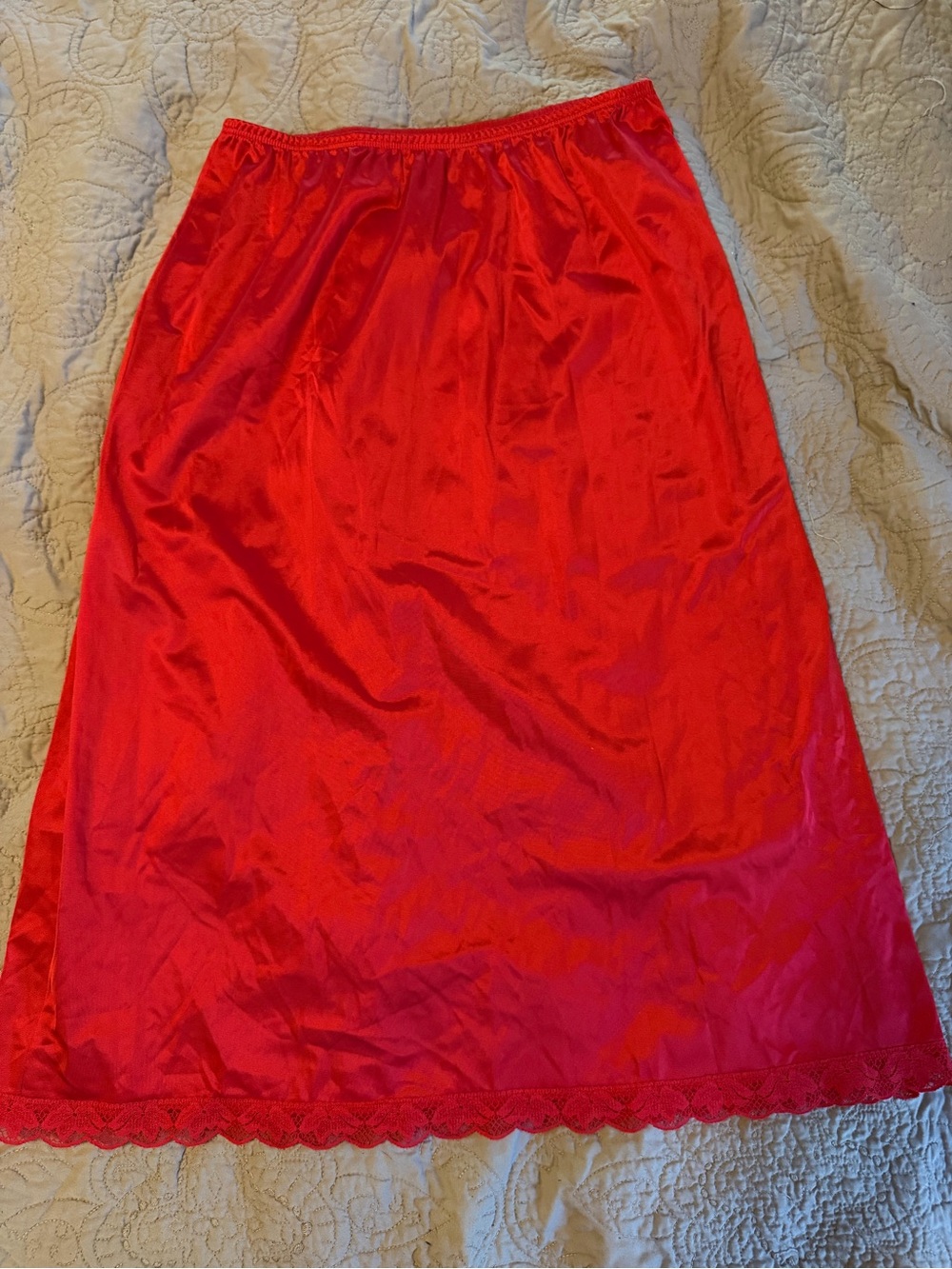 Classic Red nylon Half Slip Skirt- Lorraine